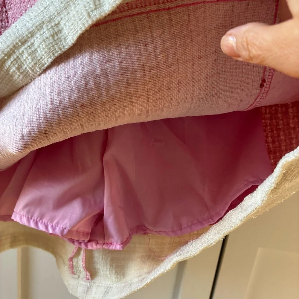 Pink Tweed Collared Dress With Pearl Buttons - Picture 7 of 8